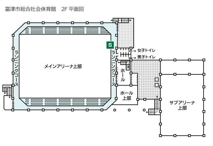 富津市総合社会体育館 2F平面図